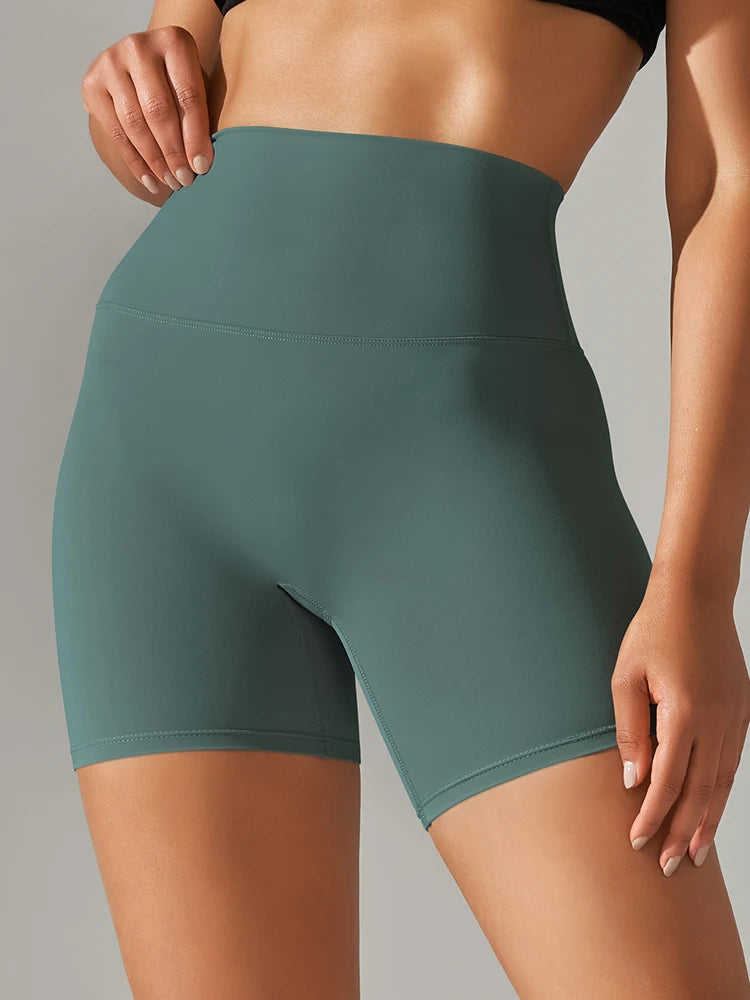 Shorts Feminino de Cintura Alta para Academia — Antitransparente, Secagem Rápida, Ideal para Treinos e Corrida