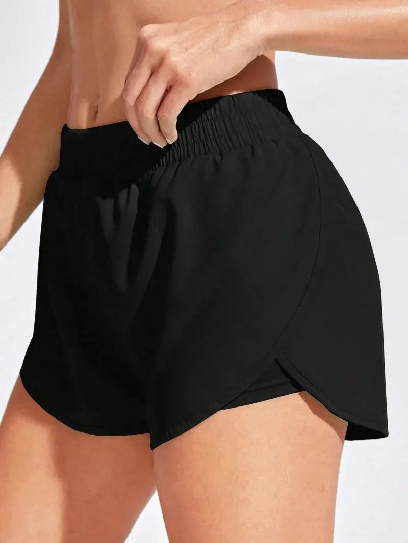 Shorts Fitness Feminino de Cintura Alta — Elasticidade, Conforto e Secagem Rápida para Academia e Corrida