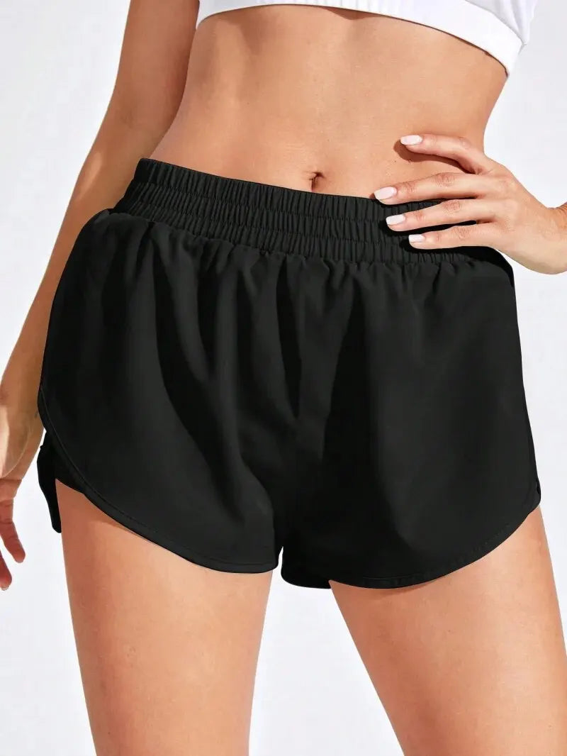 Shorts Fitness Feminino de Cintura Alta — Elasticidade, Conforto e Secagem Rápida para Academia e Corrida